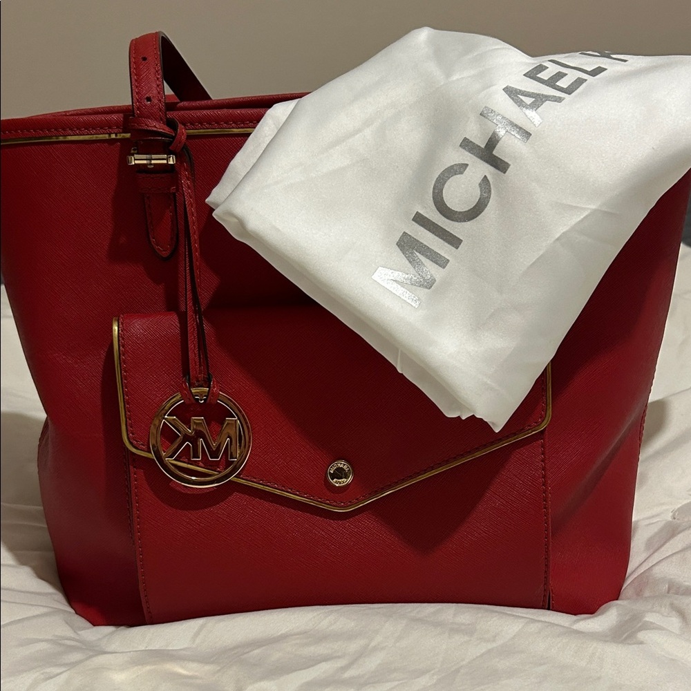 Michael Kors Cherry Red Tote Bag